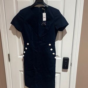 Brooks Brothers Navy Mini Dress with gold buttons
